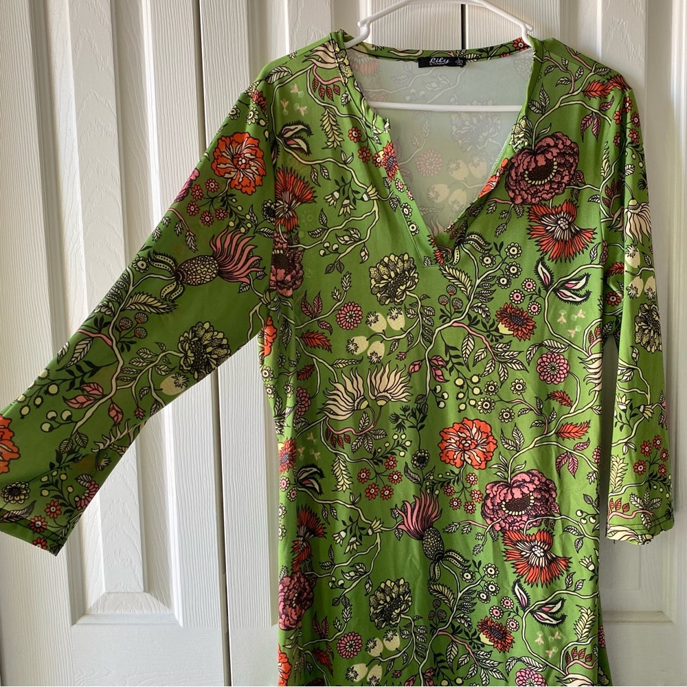 Retro Green Floral Dress - Picture 2 of 5